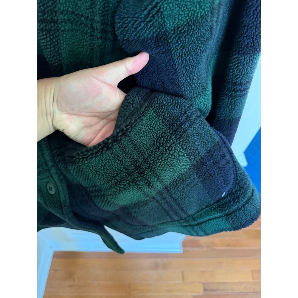 L.L. Bean Men’s Green/Navy Plaid Shacket Button-Down Chore Fleece Outdoors- L - Picture 6 of 9